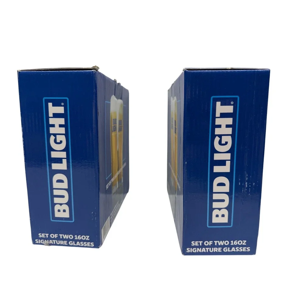 Bud Light Glasses Set Four / 16 Oz Signature Barware/Glass Cups - Free Shipping